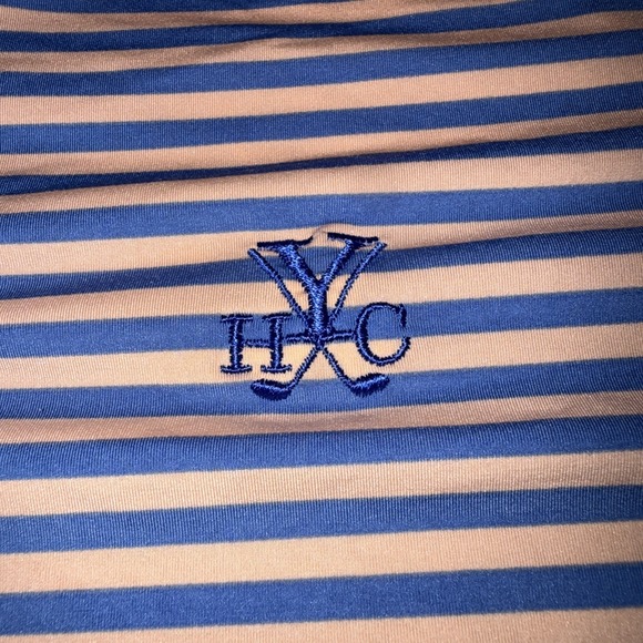 Yeaman's Hall Club B Draddy Sport Golf Shirt Peach Stripe XXL Top 100 Courses - Picture 2 of 12